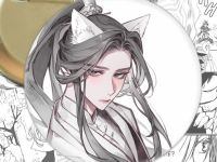 Значок Хаски и его Учитель Белый Кот 003153