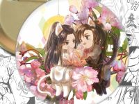 Значок Хаски и его Учитель Белый Кот 003159