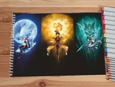 Альбом Геншин Імпакт Genshin Impact №0017 Сяо , Гань Юй та Чжун Лі