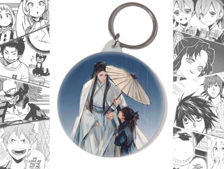 Брелок Хаскі та його Вчитель Білий Кіт BR-58-003146 Круглий