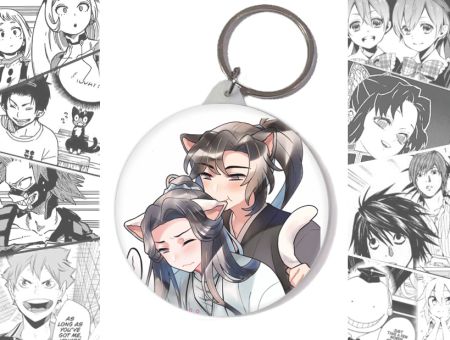 Брелок Хаскі та його Вчитель Білий Кіт BR-58-003151 Круглий