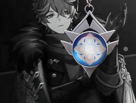 Брелок Око бога Чайлд (Тарталья) Сніжна  Genshin Impact, що світиться, двосторонній