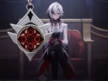 Брелок Око бога Слуга (Арлекіно) Сніжна  Genshin Impact, що світиться, двосторонній