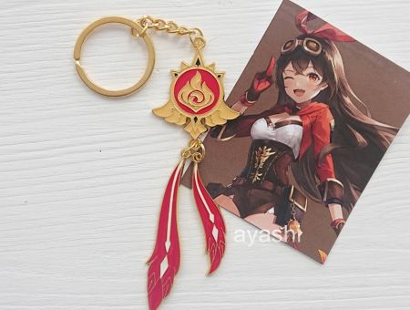 Брелок Око бога Ембер Геншин Імпакт Genshin Impact, БРФ-0014-55 фігурний , металевий