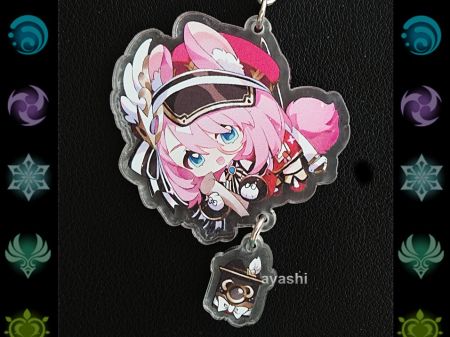 Брелок Геншин Імпакт Genshin Impact Шарлотта з вушками БРФ-0014-96 фігурка , акриловий 