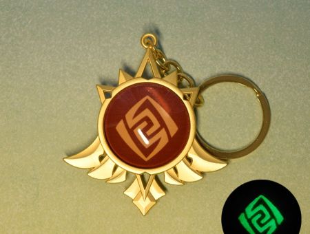 Брелок Око бога ГЕО Мондштадт Імпакт Genshin Impact, що світиться, двосторонній