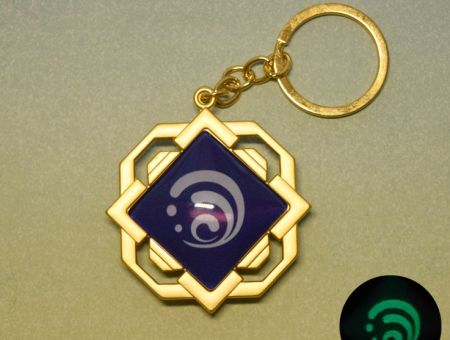 Брелок Око бога Гідро Лі Юе Геншин Імпакт Genshin Impact, що світиться, двосторонній