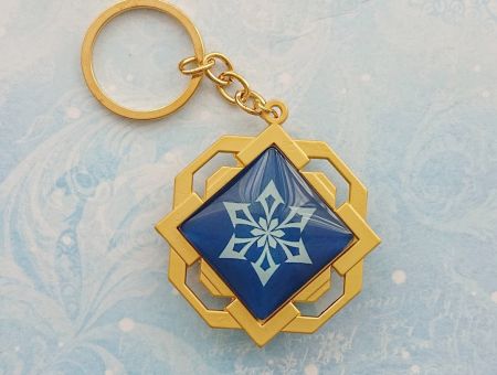 Брелок Око бога Кріо Лі Юе Геншин Імпакт Genshin Impact, що світиться, двосторонній