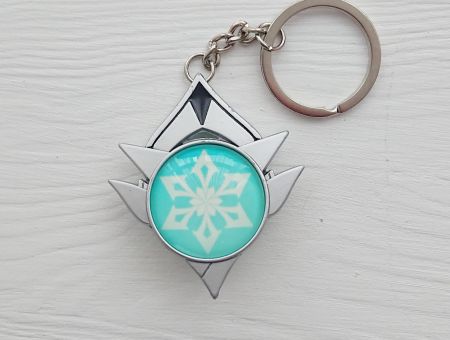 Брелок Око бога Кріо Сніжна блакитний Геншин Імпакт Genshin Impact, що світиться, двосторонній