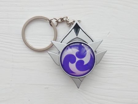 Брелок Око бога Електро Сніжна Геншин Імпакт Genshin Impact, що світиться, двосторонній