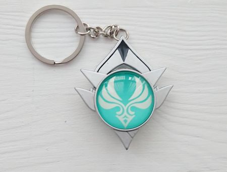 Брелок Око бога Анемо Сніжна Бірюзовий Геншин Імпакт Genshin Impact, що світиться, двосторонній