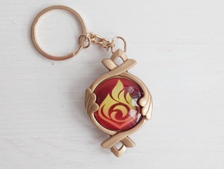 Брелок Око бога Піро Фонтейн Імпакт Genshin Impact, що світиться, двосторонній