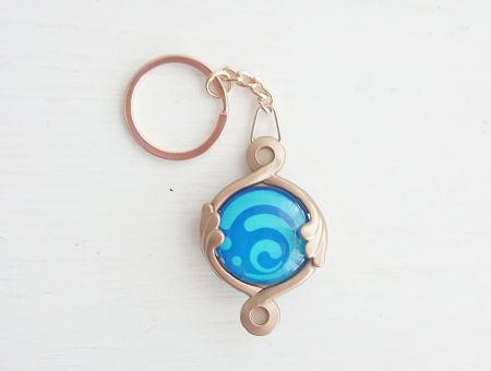 Брелок Око бога ГІДРО Фонтейн-2 Геншин Імпакт Genshin Impact, що світиться, двосторонній