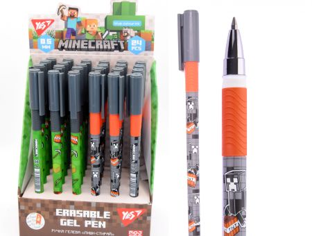 Ручка гелева пиши-стирай Minecraft сірий корпус, синя YES 420467