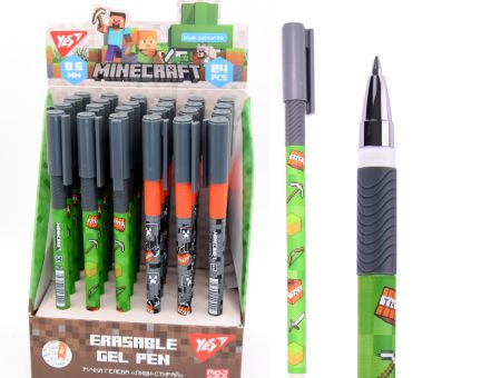 Ручка гелева пиши-стирай Minecraft зелений корпус, синя YES 420467