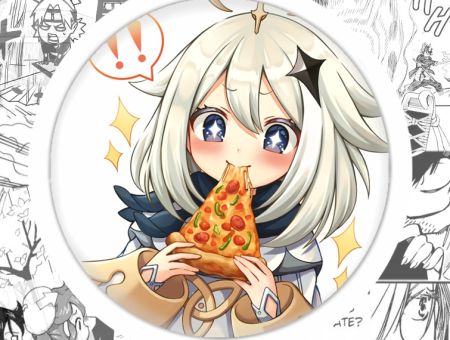 Магніт Геншин Імпакт Паймон із піцею Genshin Impact М-58-001971