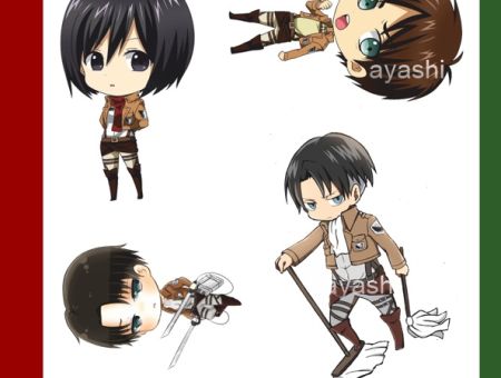 Наклейки Леви Микаса Эрен Attack on Titan Атака Титанов №9-002