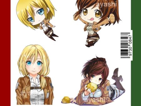 Наклейки Хистория Криста и Саша Attack on Titan Атака Титанов №9-004