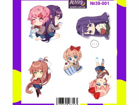 Наліпки Докі докі літературний клуб Нацукі Юрі Саєрі Моніка Doki Doki Literature Club! №39-001
