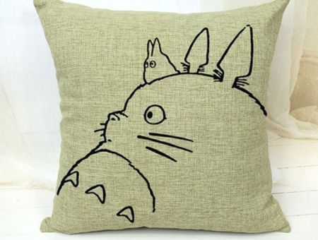 Подушка інтер'єрна 43*43 см Totoro Тоторо монохром