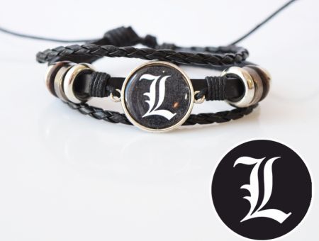 Браслет потрійний №004-0025 Death Note чорний з кабошоном 20 мм