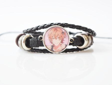 Браслет потрійний №004-0022 Yarichin Club чорний з кабошоном 20 мм