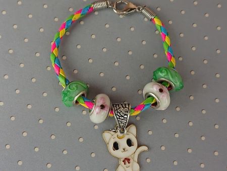 Браслет Sailor Moon, різнокольоровий з підвіскою Артеміс №007-1