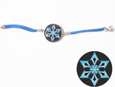 Браслет №006-0031-1 Genshin Impact Кріо (на чорному) блакитний замшевий з кабошоном 25 мм