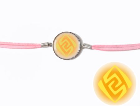 Браслет Genshin Impact ГЕО (на білому) №006-0034-1 рожевий замшевий з кабошоном 25 мм