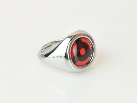 Кільце перстень Naruto Izuna, колір платина з червоним кабошоном №001-03