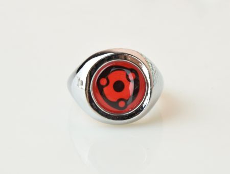 Кільце перстень Naruto Sharingan, Madara, колір платина з червоним кабошоном №001-08