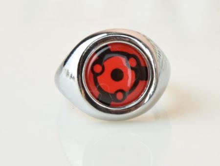 Кільце перстень Naruto Sharingan, Madara, колір платина з червоним кабошоном №001-09