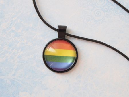 Кулон райдужний LGBT №941-0021 , 20мм, з чорним шнурком