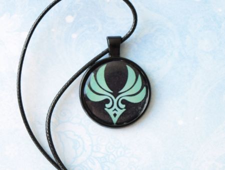 Кулон Genshin Impact Анемо (на чорному) №944-0030, 25мм, з чорним шнурком