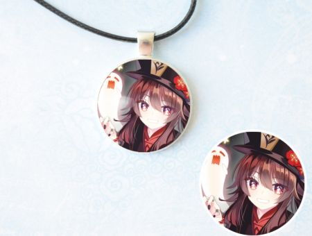 Кулон Genshin Impact Ху Тао №945-0039 , 25мм, з чорним шнурком