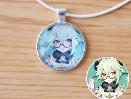 Кулон Genshin Impact Сахароза №946-0042 , 25мм, з білим шнурком
