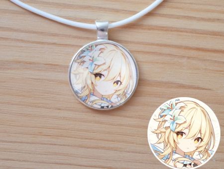 Кулон Genshin Impact Мандрівниця Люмін №946-0044 , 25мм, з білим шнурком