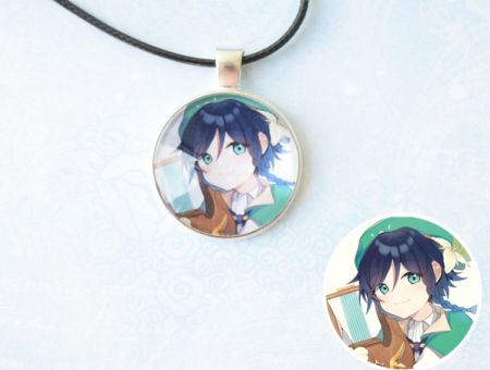 Кулон Genshin Impact Венті №945-0046 , 25мм, з чорним шнурком