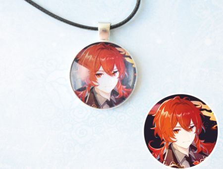 Кулон Genshin Impact Ділюк №945-0048 , 25мм, з чорним шнурком
