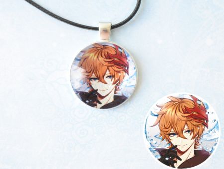 Кулон Genshin Impact Тарталья №945-0049 , 25мм, з чорним шнурком