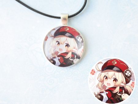 Кулон Genshin Impact Клі №945-0057 , 25мм, з чорним шнурком