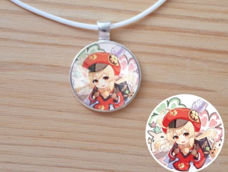 Кулон Genshin Impact Клі №946-0059 , 25мм, з білим шнурком