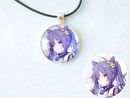 Кулон Genshin Impact Ке Цин №945-0060 , 25мм, з чорним шнурком