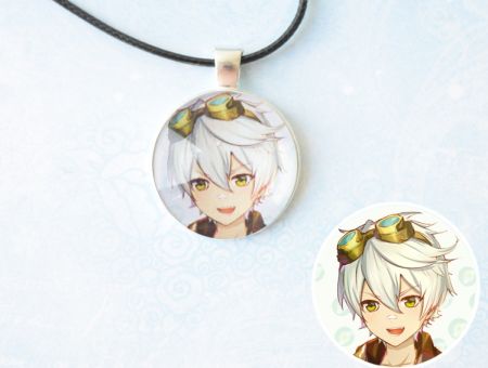 Кулон Genshin Impact Беннет №945-0065 , 25мм, з чорним шнурком