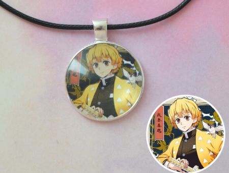 Кулон Demon Slayer Клинок, що розтинає демонів №945-0069 , 25мм, з чорним шнурком