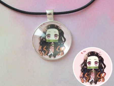 Кулон Demon Slayer Клинок, що розтинає демонів №945-0070 , 25мм, з чорним шнурком