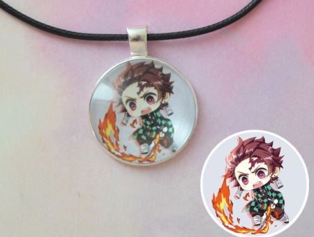 Кулон Demon Slayer Клинок, що розтинає демонів №945-0071 , 25мм, з чорним шнурком