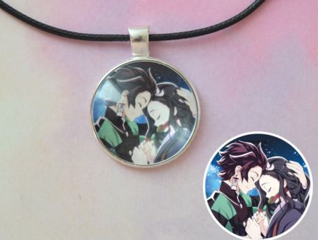 Кулон Demon Slayer Клинок, що розтинає демонів №945-0072 , 25мм, з чорним шнурком