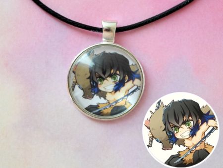 Кулон Demon Slayer Клинок, що розтинає демонів №945-0073 , 25мм, з чорним шнурком