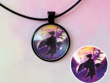 Кулон Demon Slayer Клинок, що розтинає демонів №944-0078 , 25мм, з чорним шнурком
